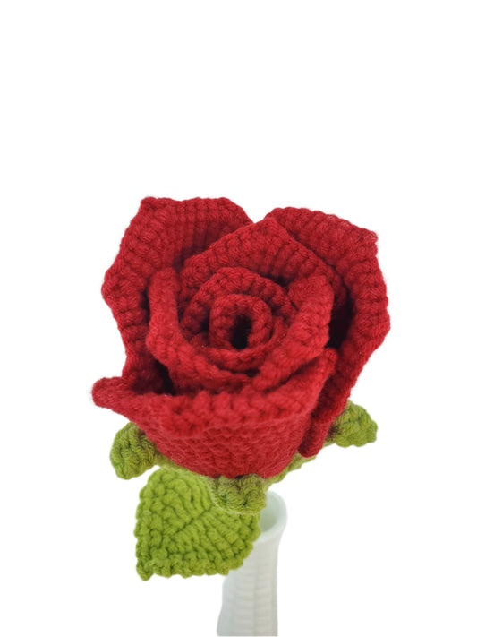 Crochet Flower - Large Red Rose (Wine Glass Shape)