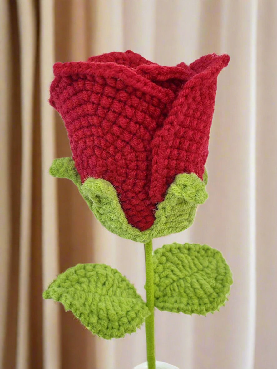 Crochet Flower - Large Red Rose (Wine Glass Shape)