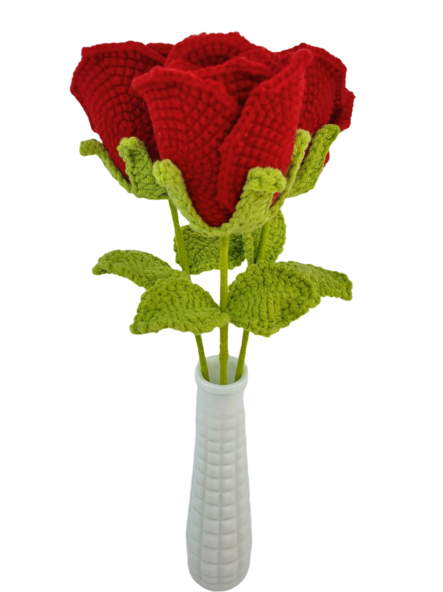 Crochet Flower - Large Red Rose (Wine Glass Shape)
