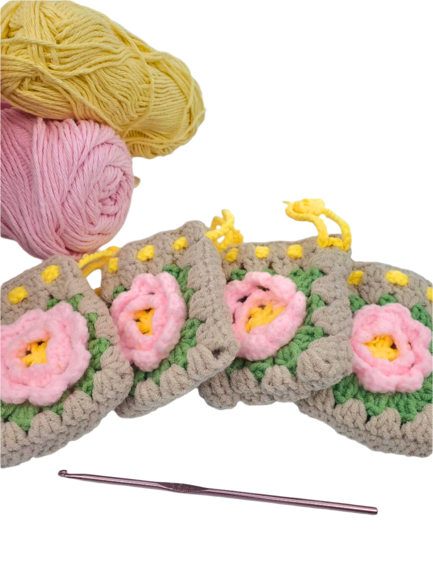 Floral Mini Coin Purse - Beige & Pink