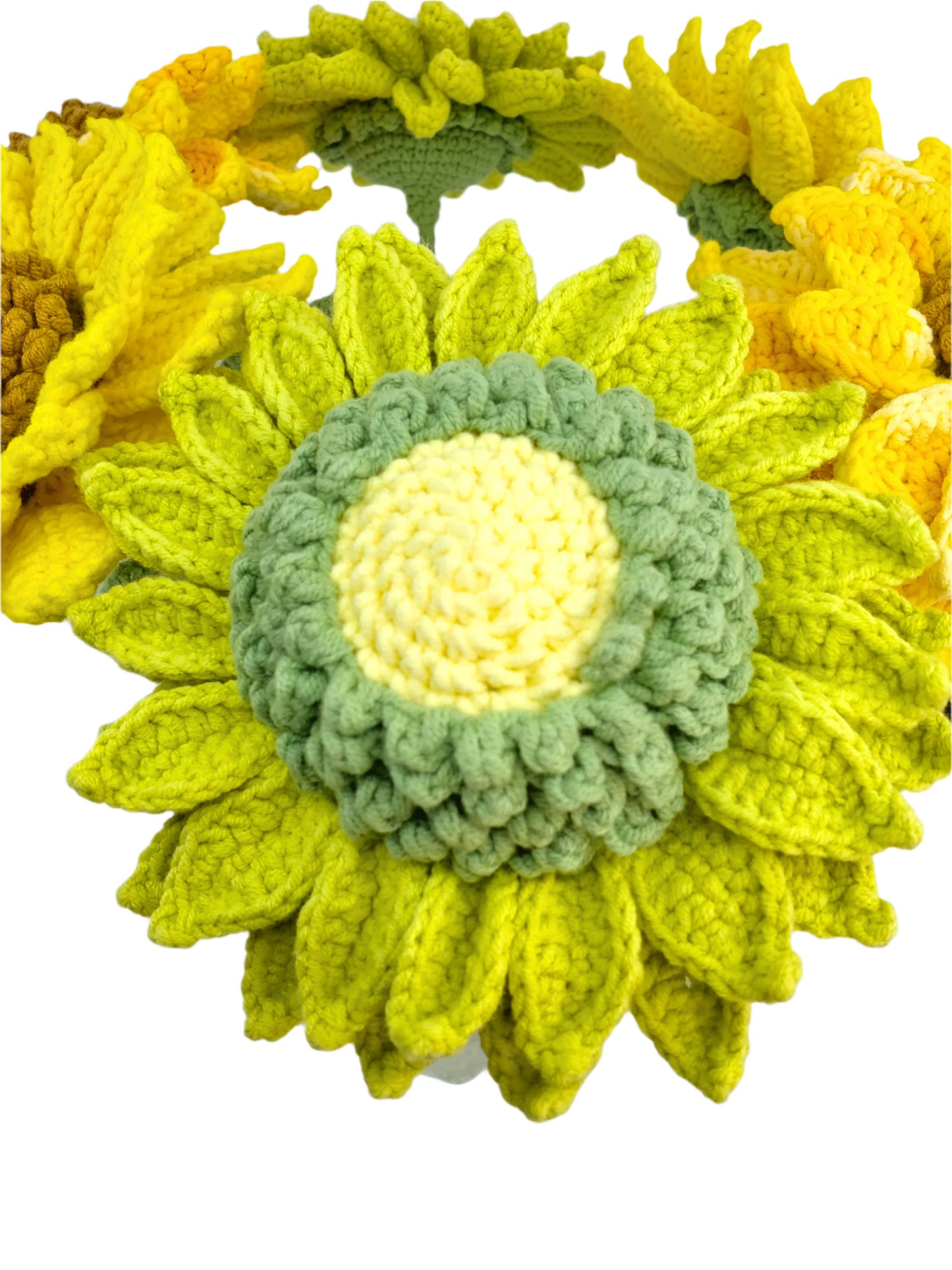 Crochet Flower - Sunflower (Double-Layered, Light Green)