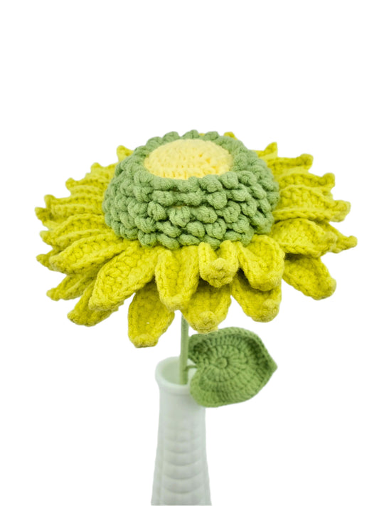 Crochet Flower - Sunflower (Double-Layered, Light Green)