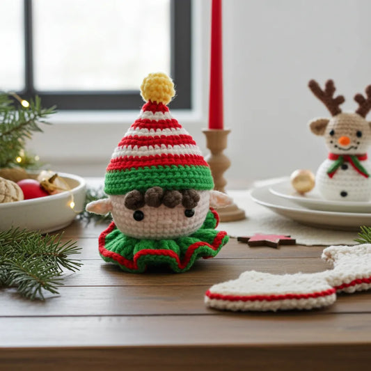 Elf Head Amigurumi Ornament – A Jolly Pop of Holiday Cheer 🎄