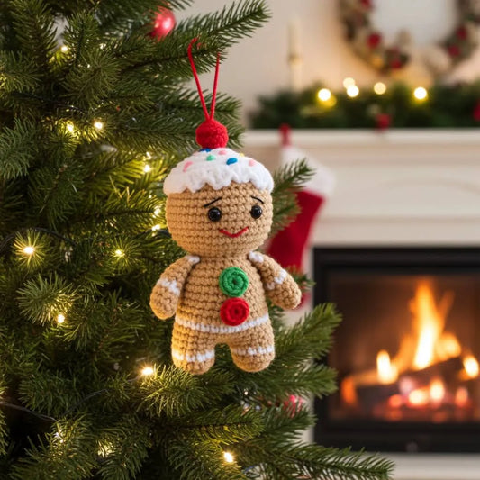 Gingerbread Man Amigurumi Ornament – Sweet, Soft & Full of Holiday Spirit 🍪🎄