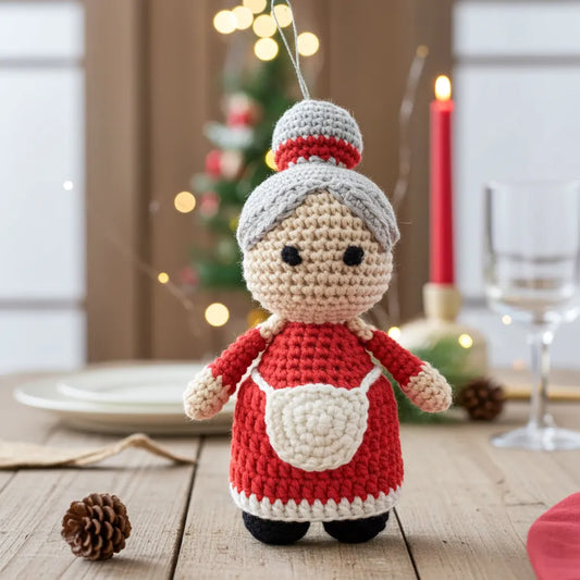Full-Body Mrs. Claus Amigurumi Ornament – Soft, Safe & Storybook Sweet 👵🧵