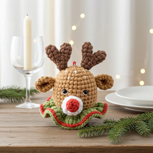 Reindeer Head Amigurumi Ornament – Jingly, Joyful & Ready to Lead the Sleigh