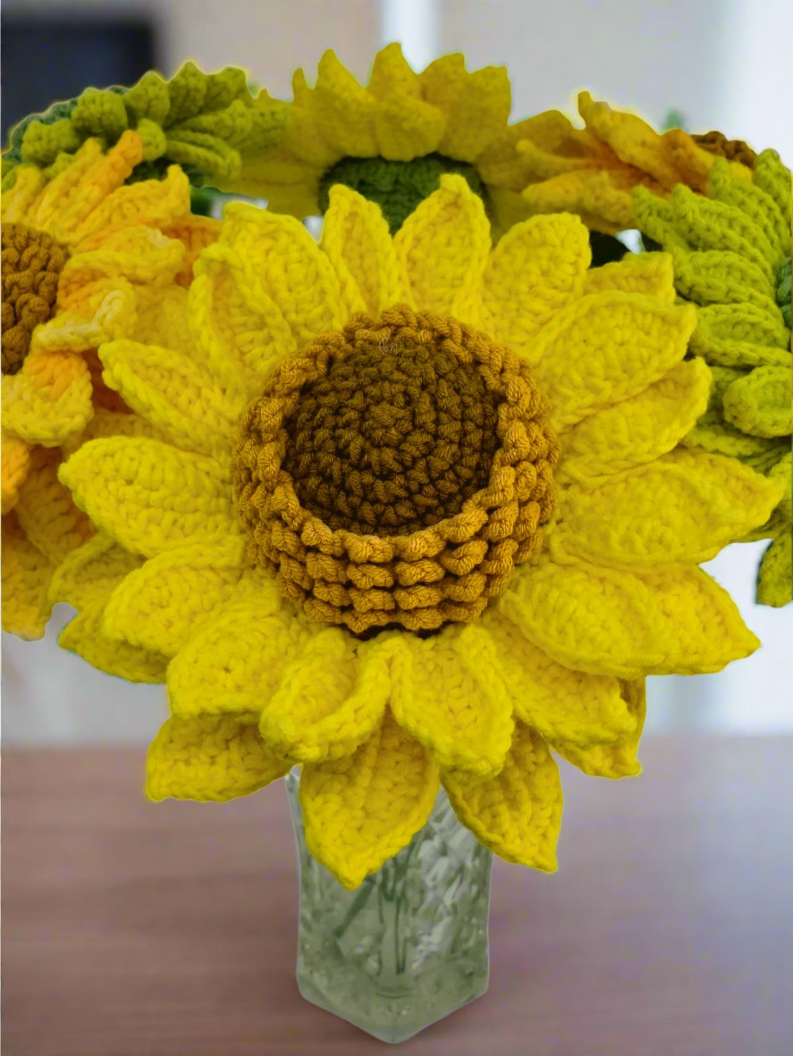 Crochet Flower - Sunflower (Double-Layered, Yellow)