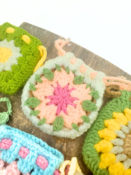 Floral Mini Coin Purse - White & Pink