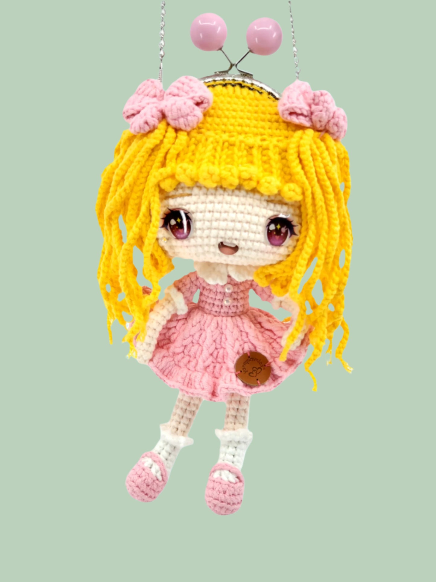 Crossbody Metal Chain Mini Purse - Blonde (Pink)