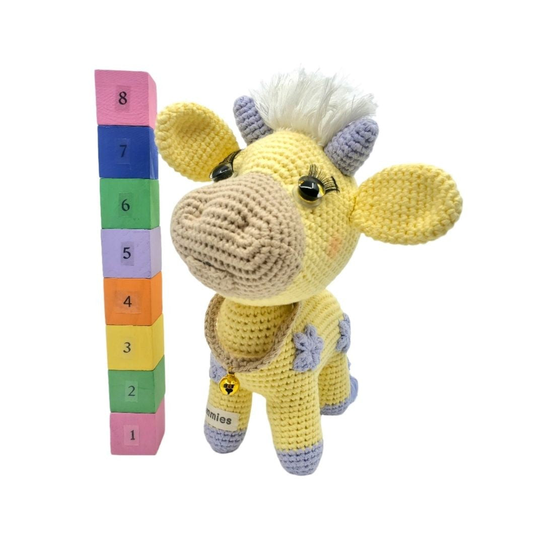 Handmade Amigurumi Cow (Yellow & Lavender) โ A Gift Sheโll Treasure