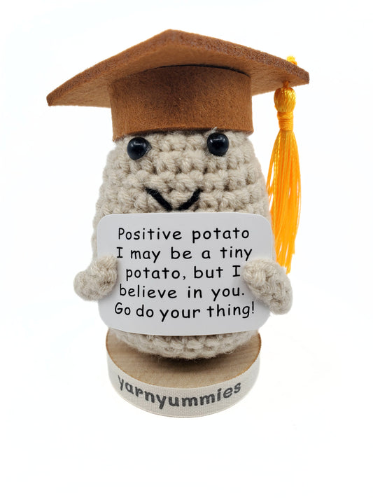 Positive Potato – Mini Graduation Amigurumi with Stand