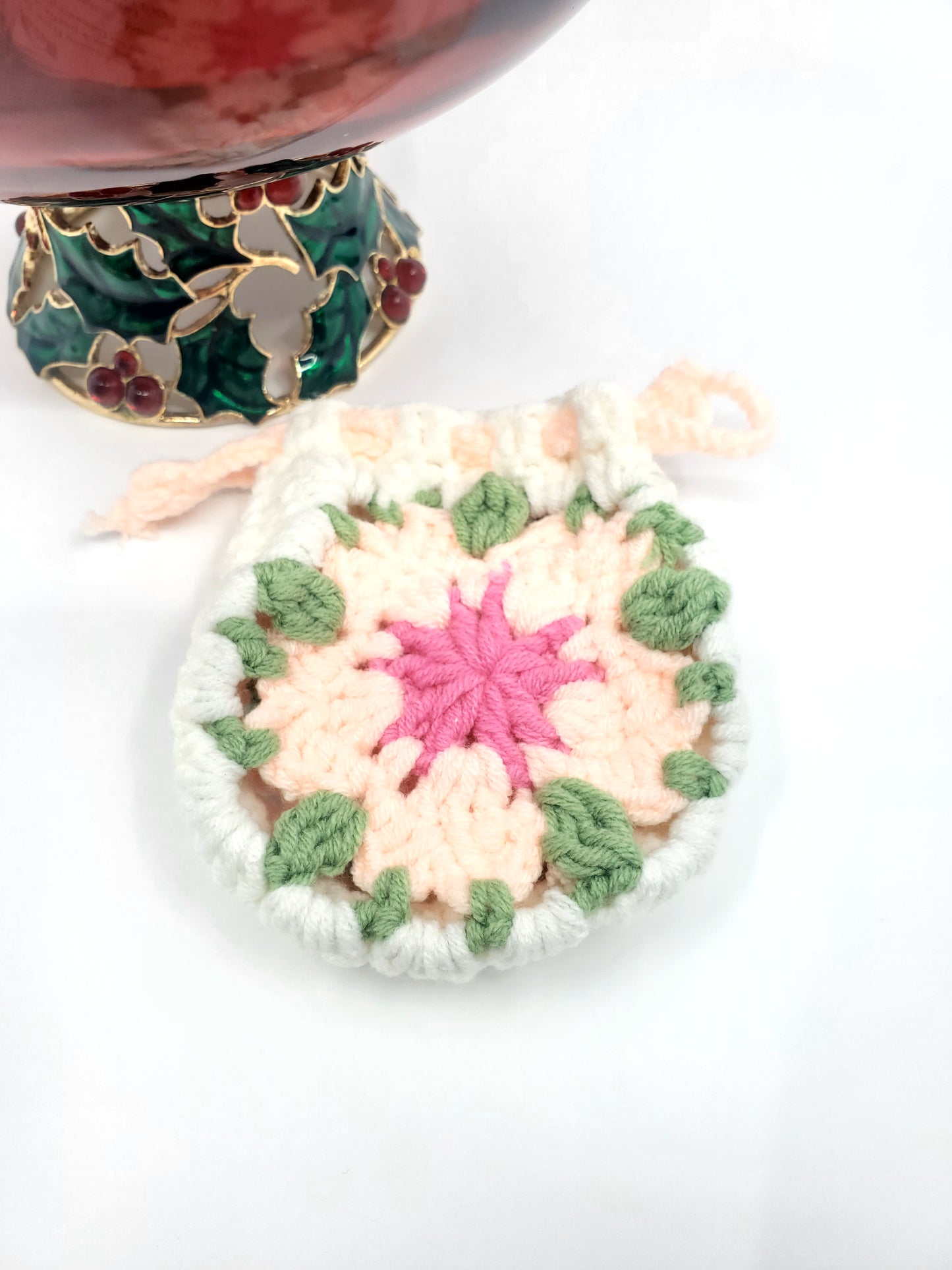 Floral Mini Coin Purse - White & Pink