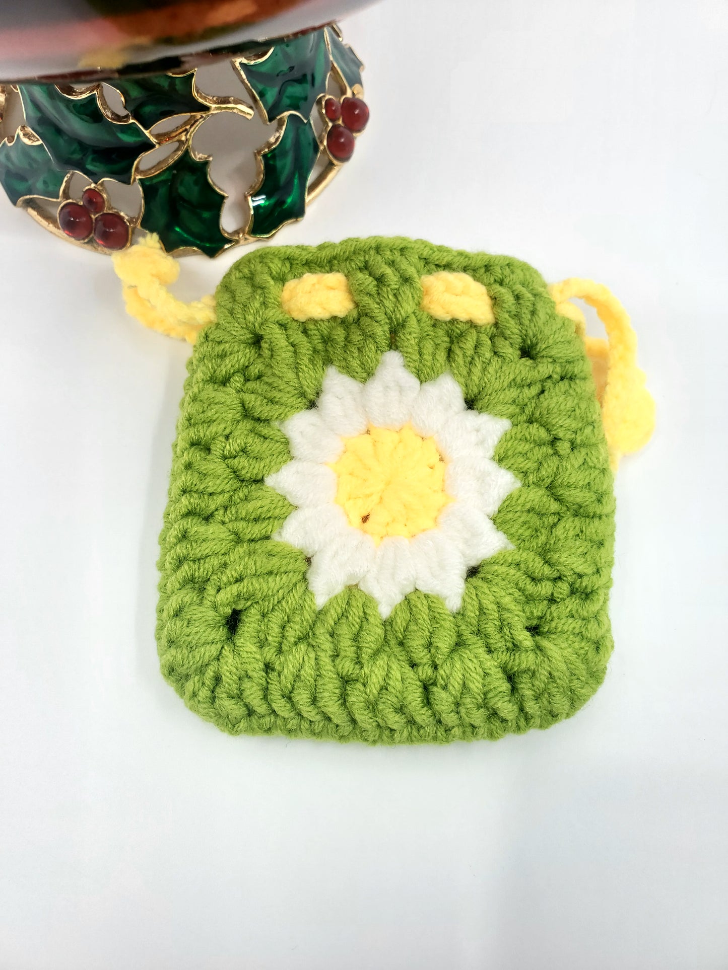 Floral Mini Coin Purse - Green & White