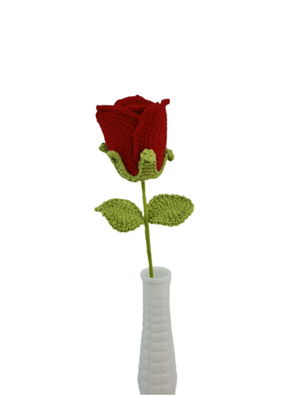 Crochet Flower - Large Red Rose (Wine Glass Shape)