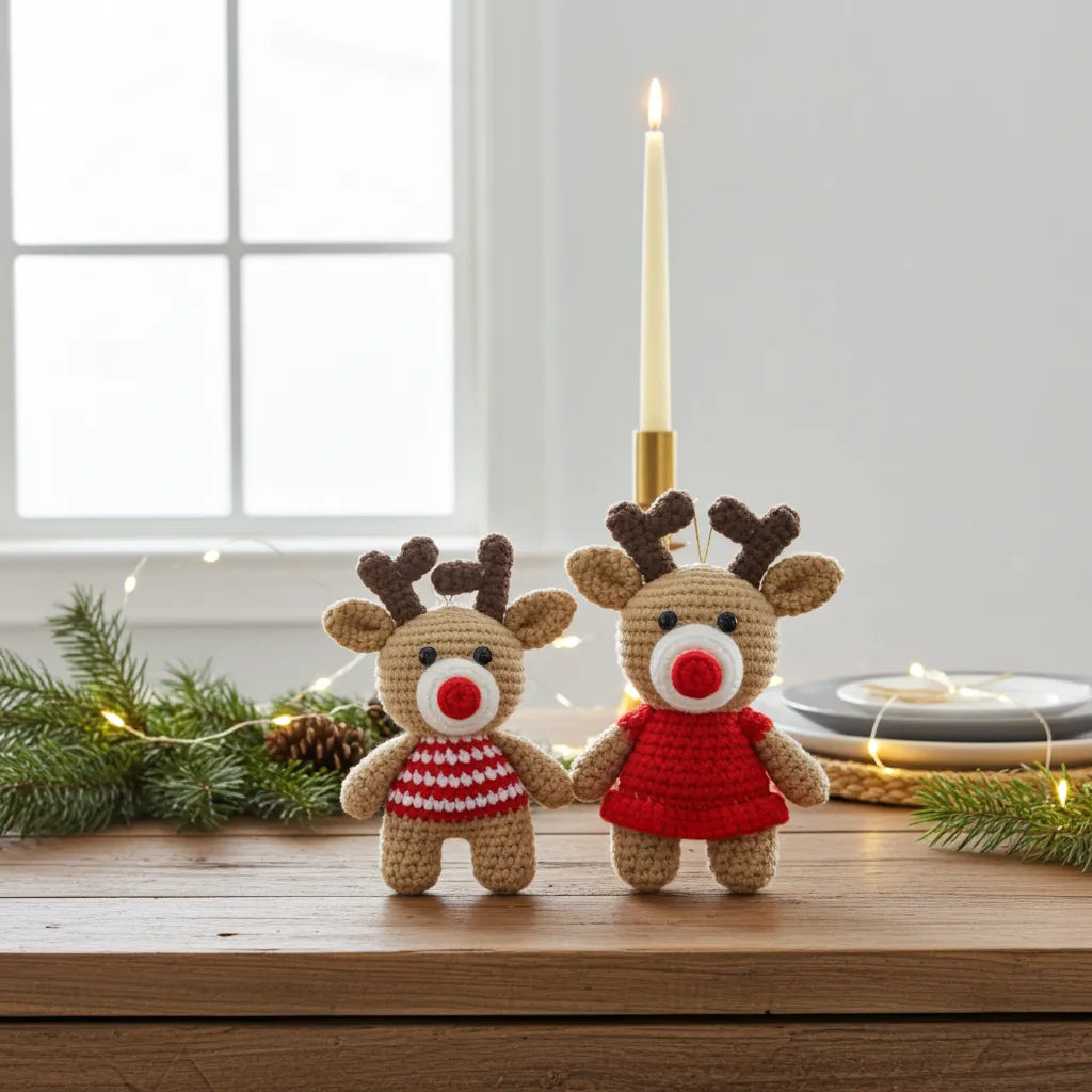 Reindeer Couple Amigurumi Set – A Whimsical Pair to Warm Your Holiday Heart 🦌 🎄