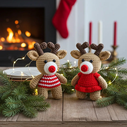 Reindeer Couple Amigurumi Set – A Whimsical Pair to Warm Your Holiday Heart 🦌 🎄