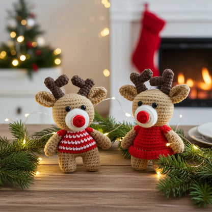 Reindeer Couple Amigurumi Set – A Whimsical Pair to Warm Your Holiday Heart 🦌 🎄