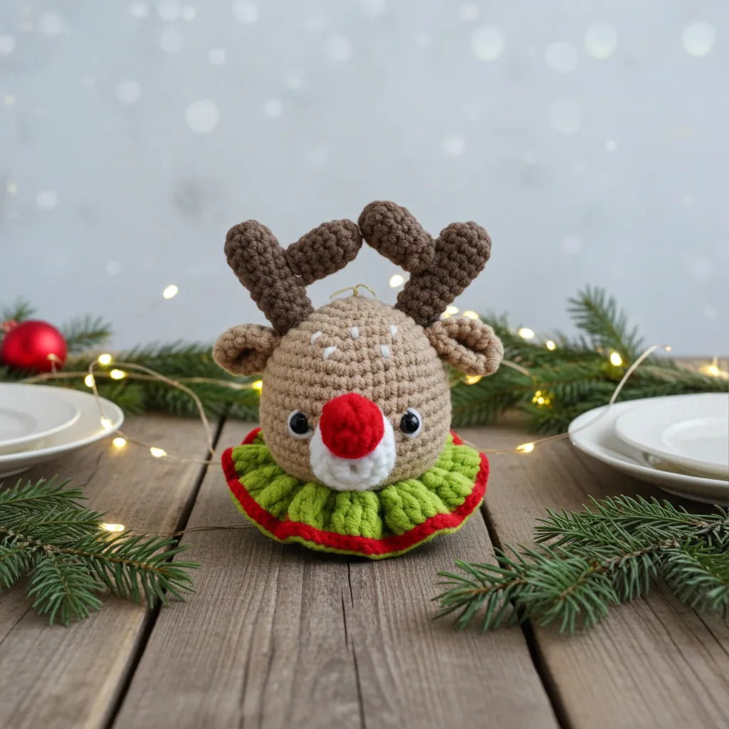 Reindeer Head Amigurumi Ornament – Cozy, Classic & Full of Holiday Cheer 🦌🎄