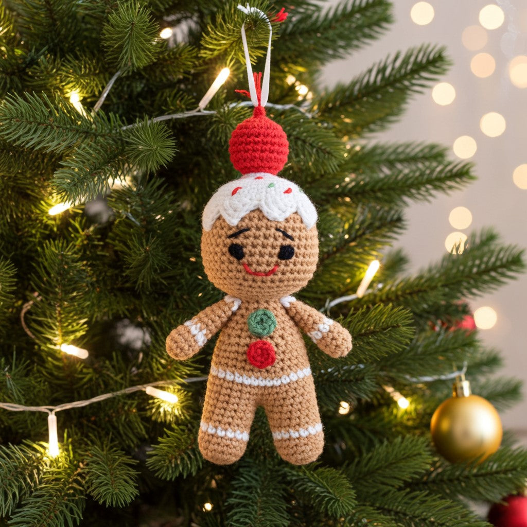Gingerbread Man Amigurumi Ornament – Sweet, Soft & Full of Holiday Cheer 🍪🎄