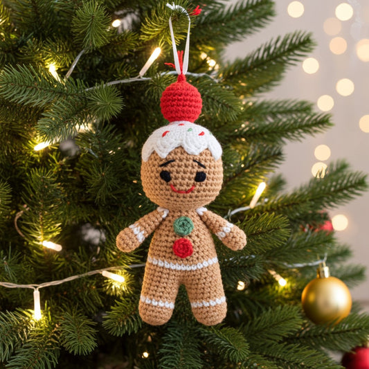 Gingerbread Man Amigurumi Ornament – Sweet, Soft & Full of Holiday Cheer 🍪🎄