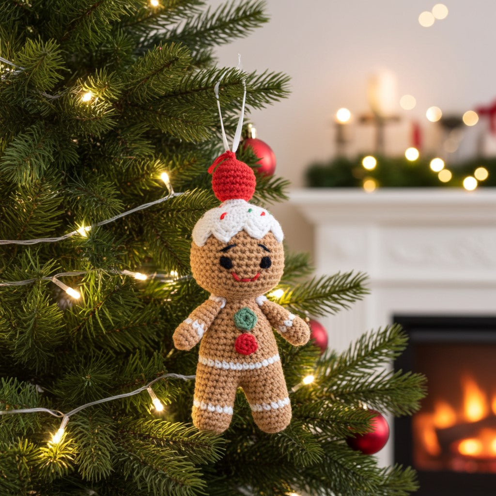 Gingerbread Man Amigurumi Ornament – Sweet, Soft & Full of Holiday Cheer 🍪🎄
