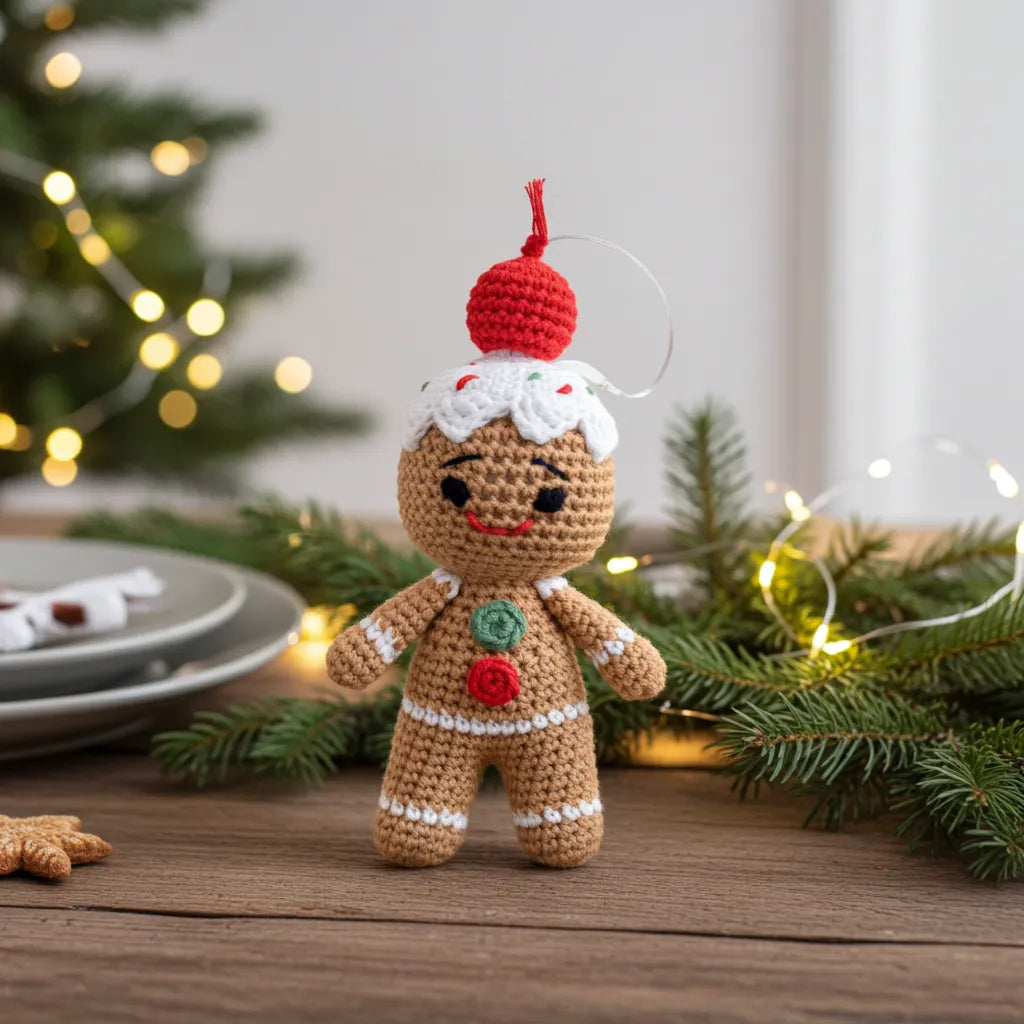 Gingerbread Man Amigurumi Ornament – Sweet, Soft & Full of Holiday Cheer 🍪🎄