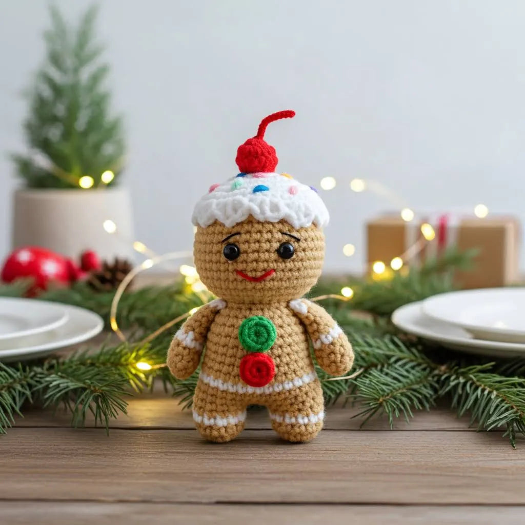 Gingerbread Man Amigurumi Ornament – Sweet, Soft & Full of Holiday Spirit 🍪🎄