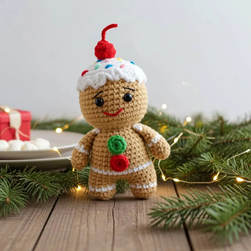 Gingerbread Man Amigurumi Ornament – Sweet, Soft & Full of Holiday Spirit 🍪🎄