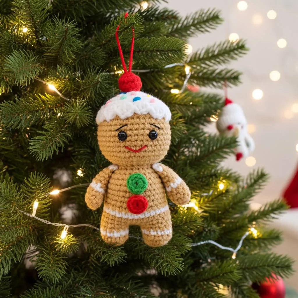 Gingerbread Man Amigurumi Ornament – Sweet, Soft & Full of Holiday Spirit 🍪🎄