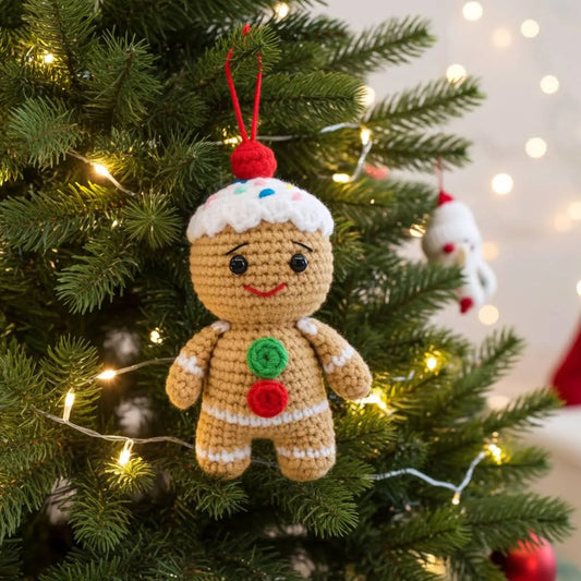 Gingerbread Man Amigurumi Ornament – Sweet, Soft & Full of Holiday Spirit 🍪🎄
