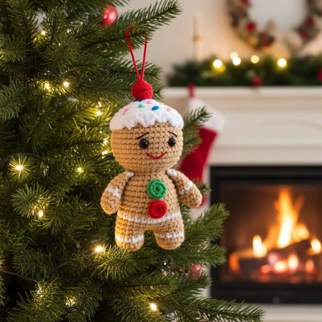 Gingerbread Man Amigurumi Ornament – Sweet, Soft & Full of Holiday Spirit 🍪🎄