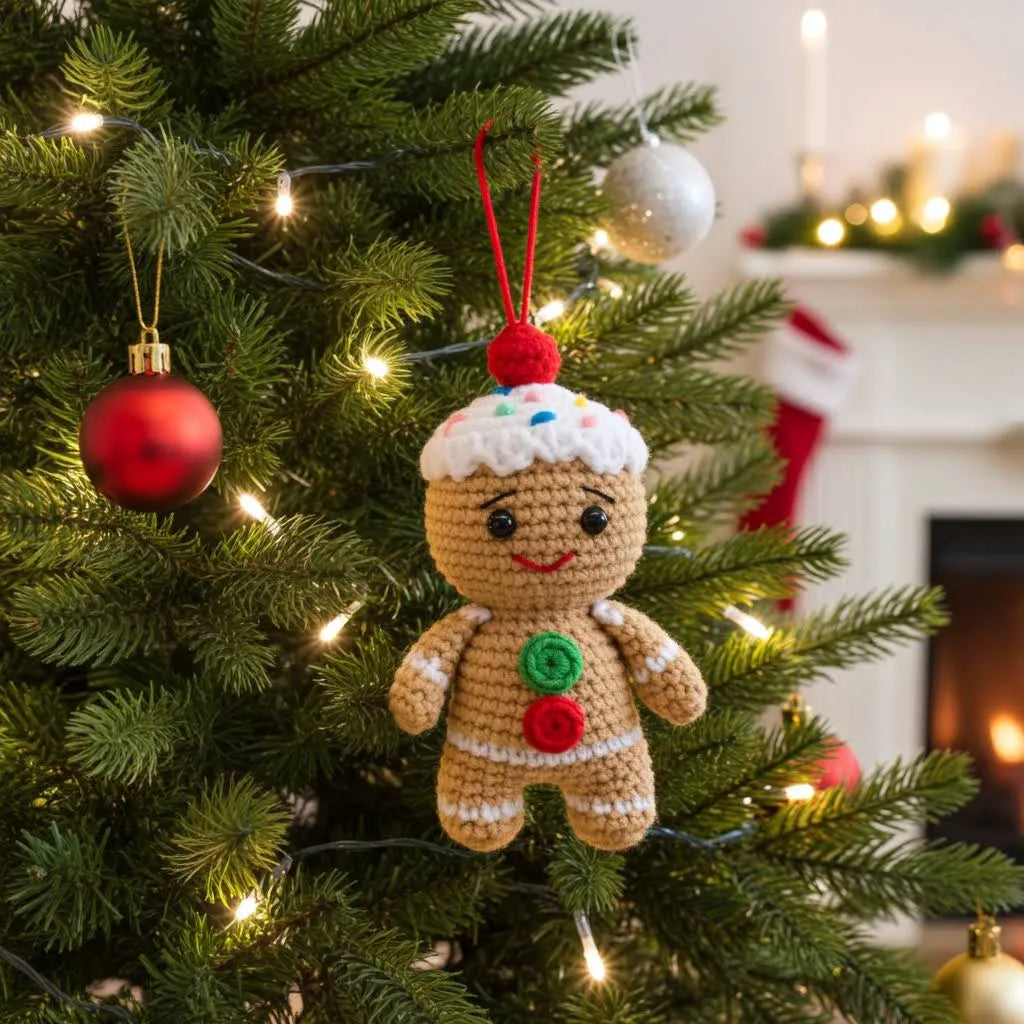 Gingerbread Man Amigurumi Ornament – Sweet, Soft & Full of Holiday Spirit 🍪🎄
