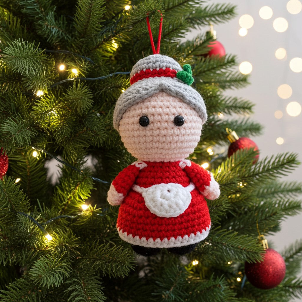Full-Body Mrs. Claus Amigurumi Ornament – A Timeless Touch of Holiday Warmth 👵🧶🎄