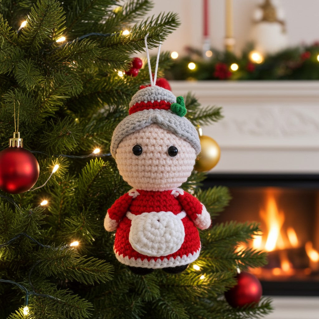 Full-Body Mrs. Claus Amigurumi Ornament – A Timeless Touch of Holiday Warmth 👵🧶🎄