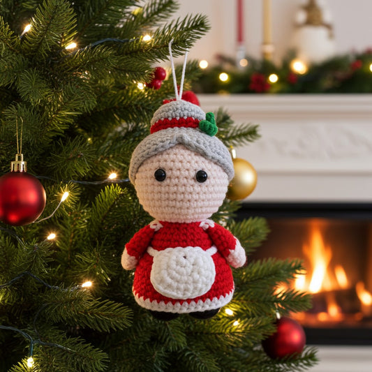 Full-Body Mrs. Claus Amigurumi Ornament – A Timeless Touch of Holiday Warmth 👵🧶🎄