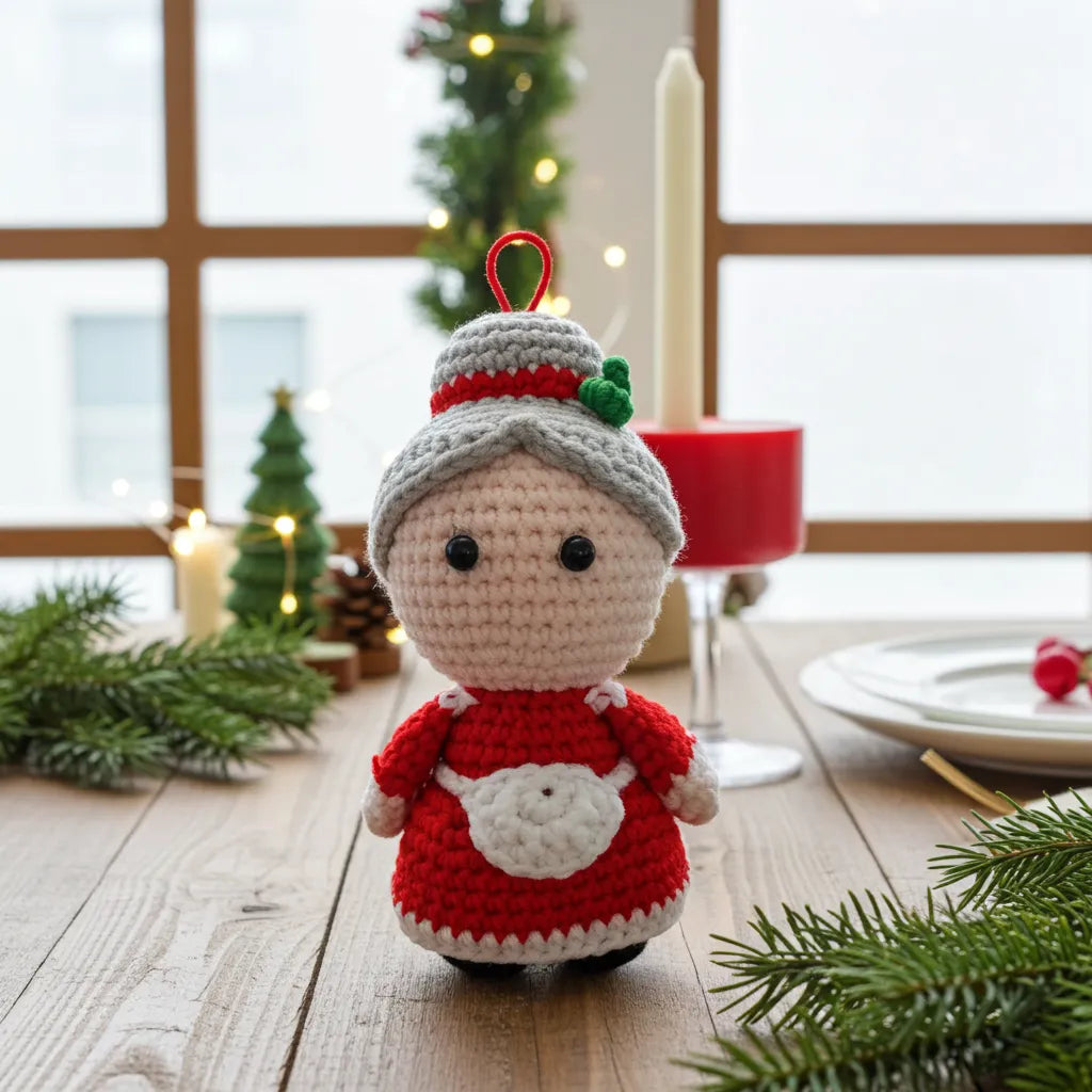 Full-Body Mrs. Claus Amigurumi Ornament – A Timeless Touch of Holiday Warmth 👵🧶🎄