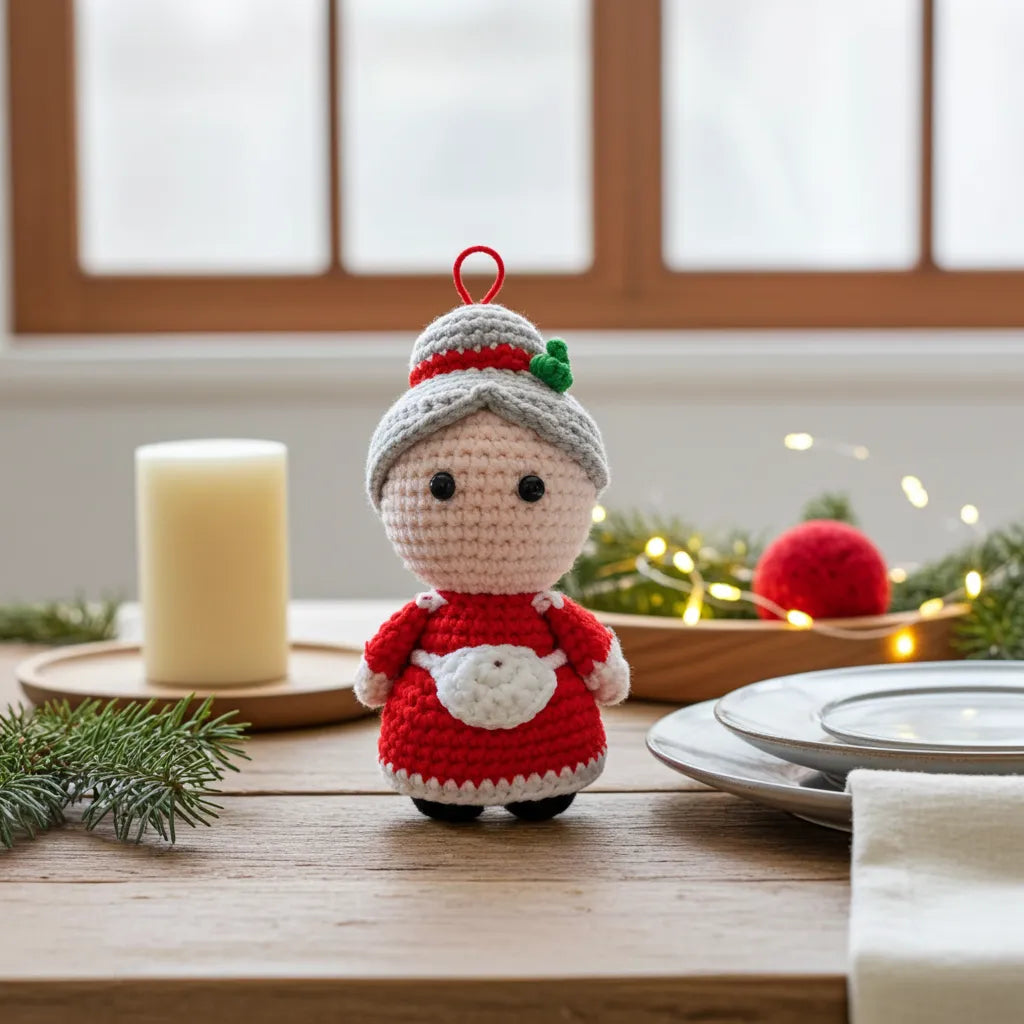 Full-Body Mrs. Claus Amigurumi Ornament – A Timeless Touch of Holiday Warmth 👵🧶🎄