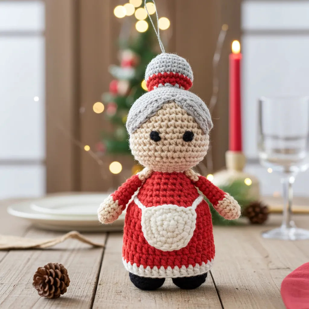 Full-Body Mrs. Claus Amigurumi Ornament – Soft, Safe & Storybook Sweet 👵🧵