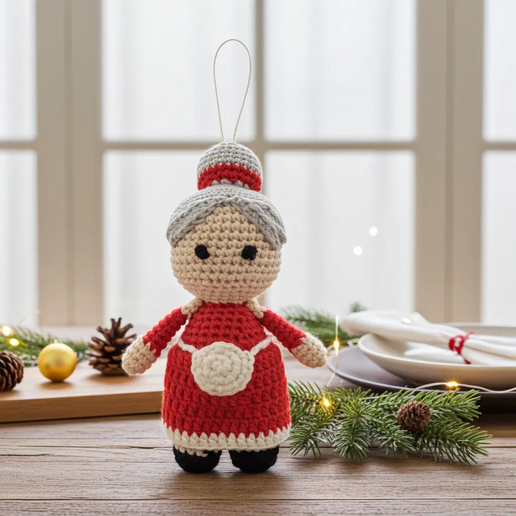Full-Body Mrs. Claus Amigurumi Ornament – Soft, Safe & Storybook Sweet 👵🧵