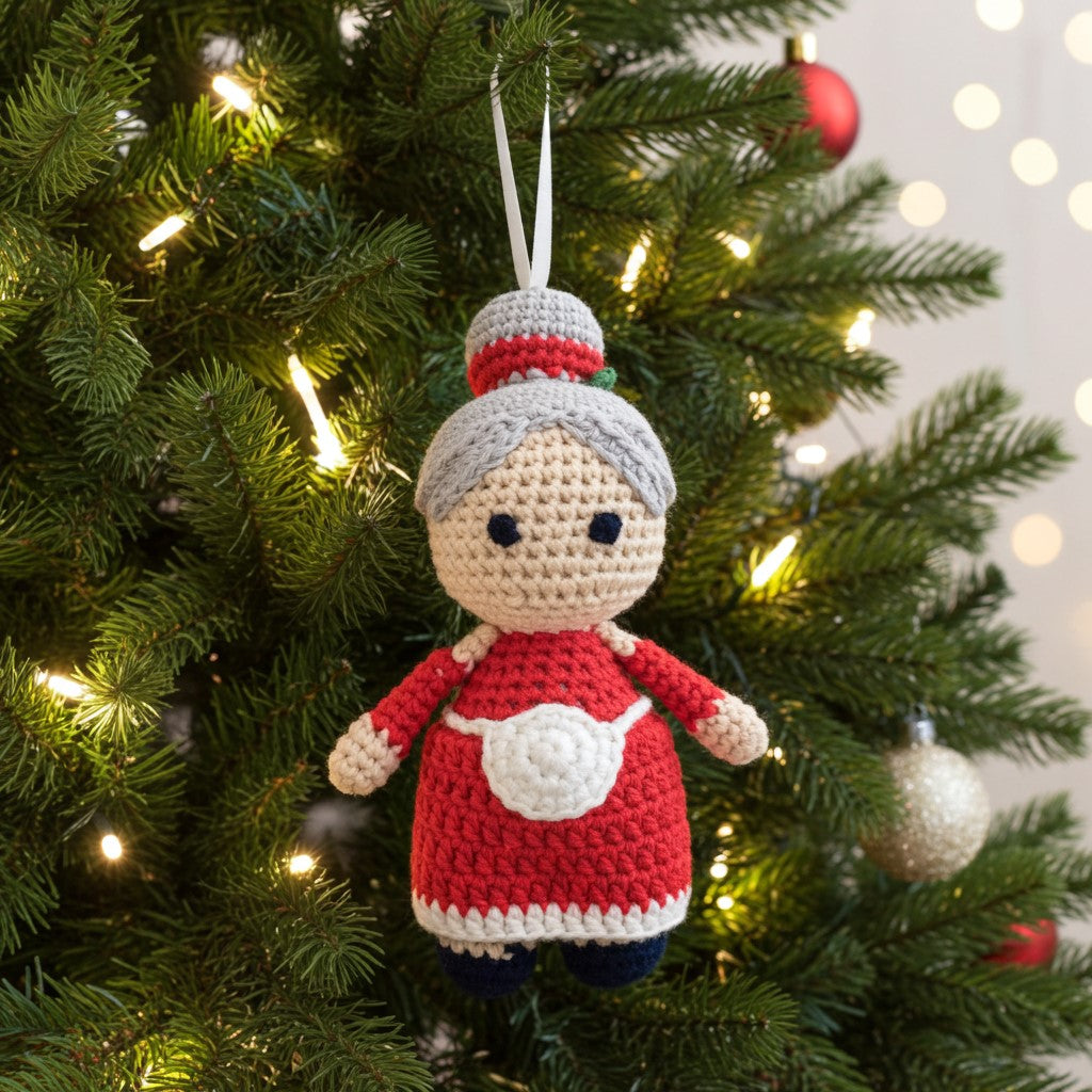Full-Body Mrs. Claus Amigurumi Ornament – Soft, Safe & Storybook Sweet 👵🧵