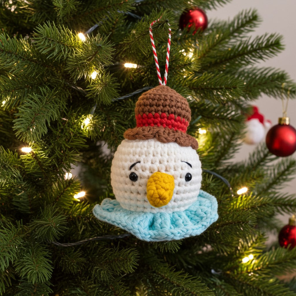 Snowman Head Amigurumi Ornament – Jolly, Jingly & Ready to Delight ⛄🎄