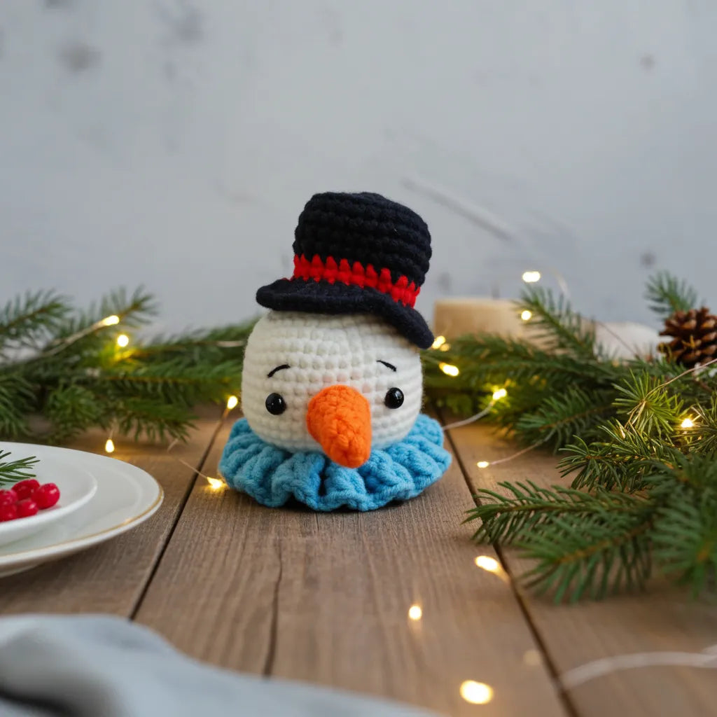 Snowman Head Amigurumi Ornament – A Cozy Classic with a Handmade Charm ⛄🎄