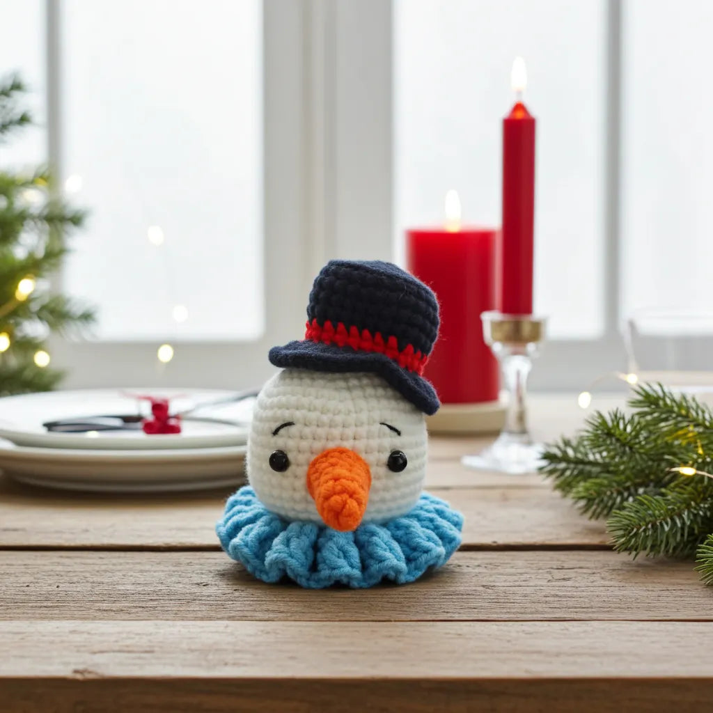 Snowman Head Amigurumi Ornament – A Cozy Classic with a Handmade Charm ⛄🎄