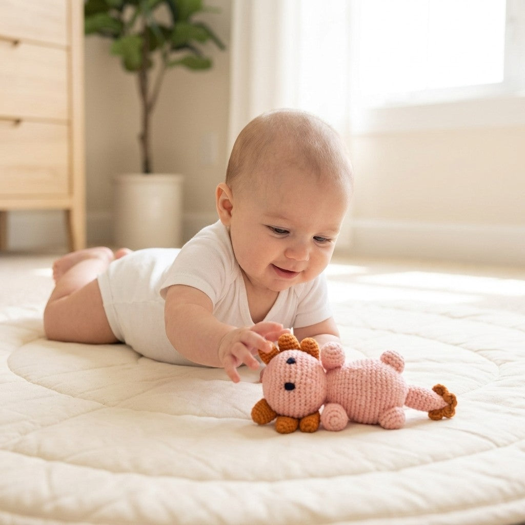 Handmade Axolotl Rattle — Old Rose & Brown