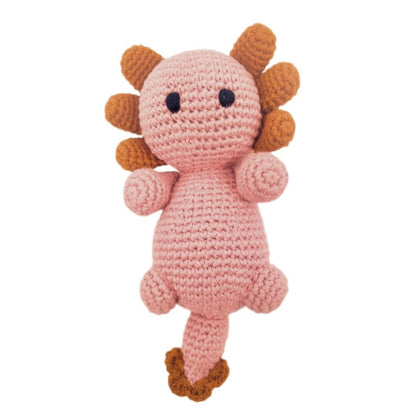 Handmade Axolotl Rattle — Old Rose & Brown