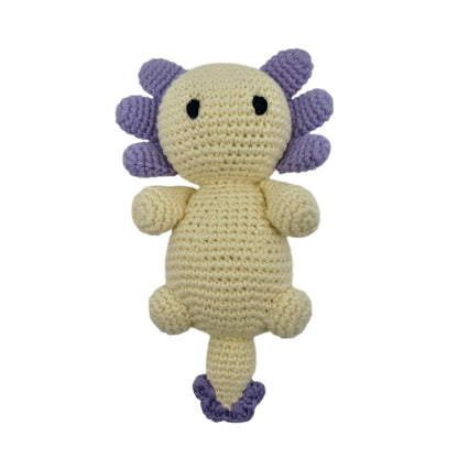 Handmade Axolotl Rattle — White & Lavender