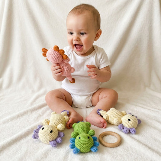 Baby's First Best Friend | Handmade Crochet Axolotl Rattle