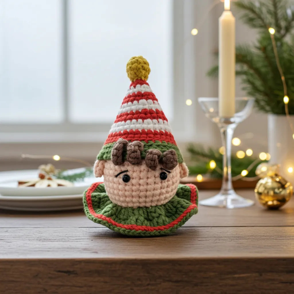 Elf Head Amigurumi Ornament – Jingle All the Way to Joy 🔔