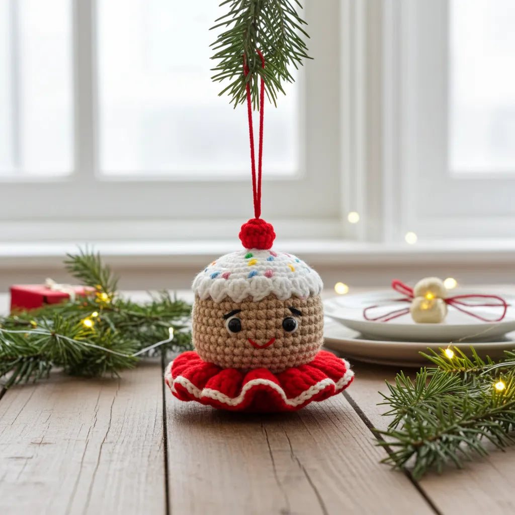Gingerbread Head Amigurumi Ornament – A Sweet Smile for Your Tree or Tabletop 🍪🎄