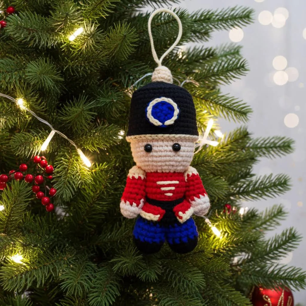Nutcracker Amigurumi Ornament – Bold, Bright & Ready to Stand Guard 🎁